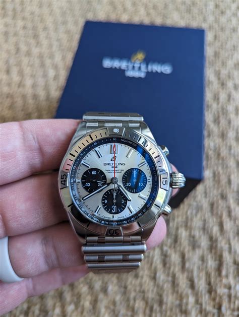 reduced breitling chronomat-quartz homage w breitling box|Breitling homage watch alternative.